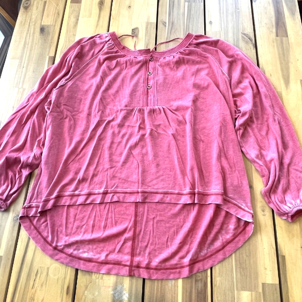 We The Free Womens Dusty Rose Oversized Long Sleeve Blouse Size Extra Small